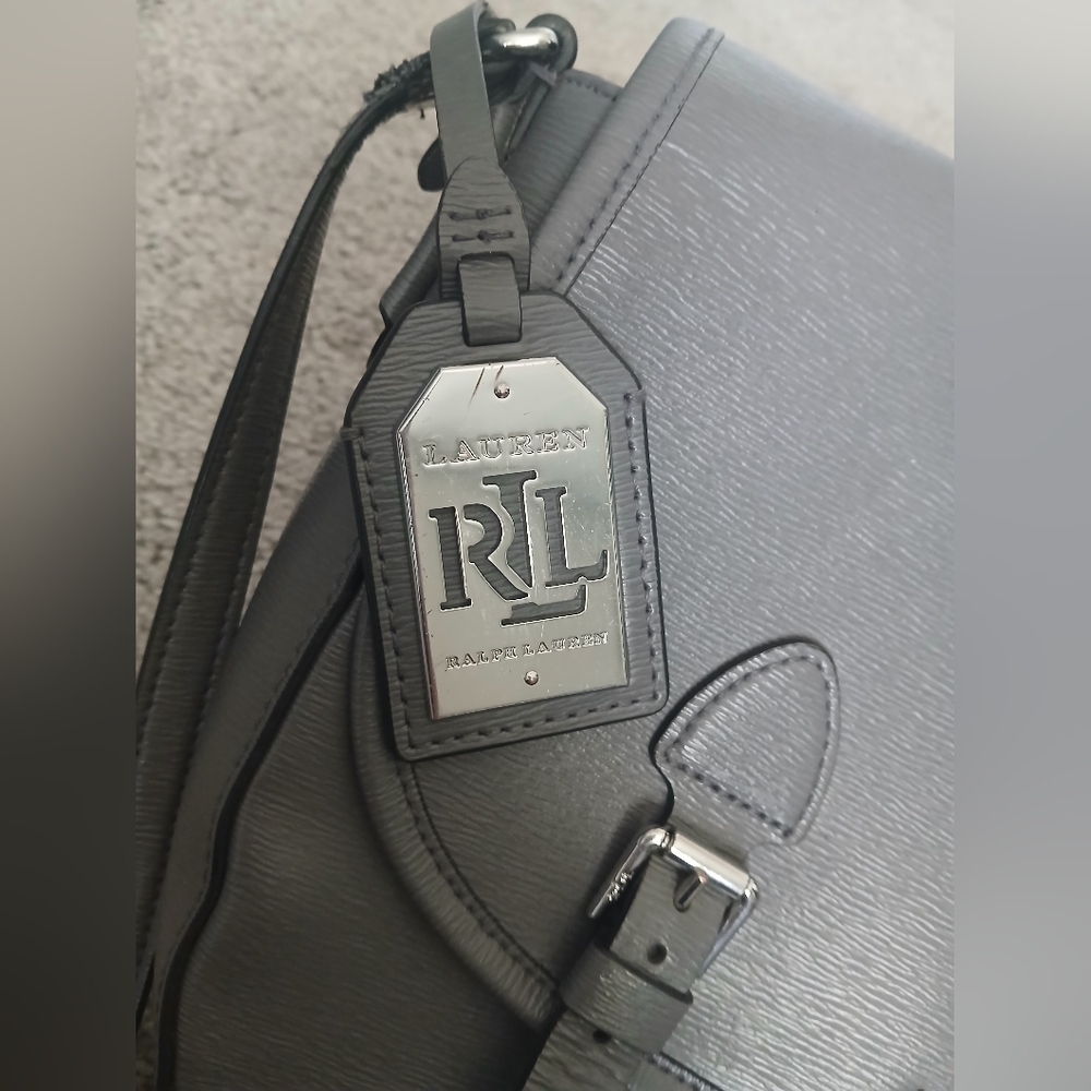 Grey Leather Ralph Lauren Purse - Picture 3 of 4